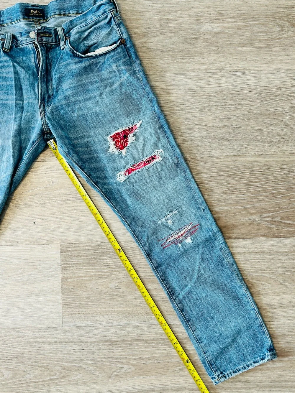 Polo Ralph Lauren Sullivan Slim Distressed Patch Light Blue Men's Jeans 30X30